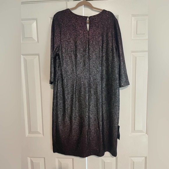 Silver Sparkle Party Dress Plus Size V Neck 3/4 Sleeve Evening‎ Cocktail - Picture 6 of 10